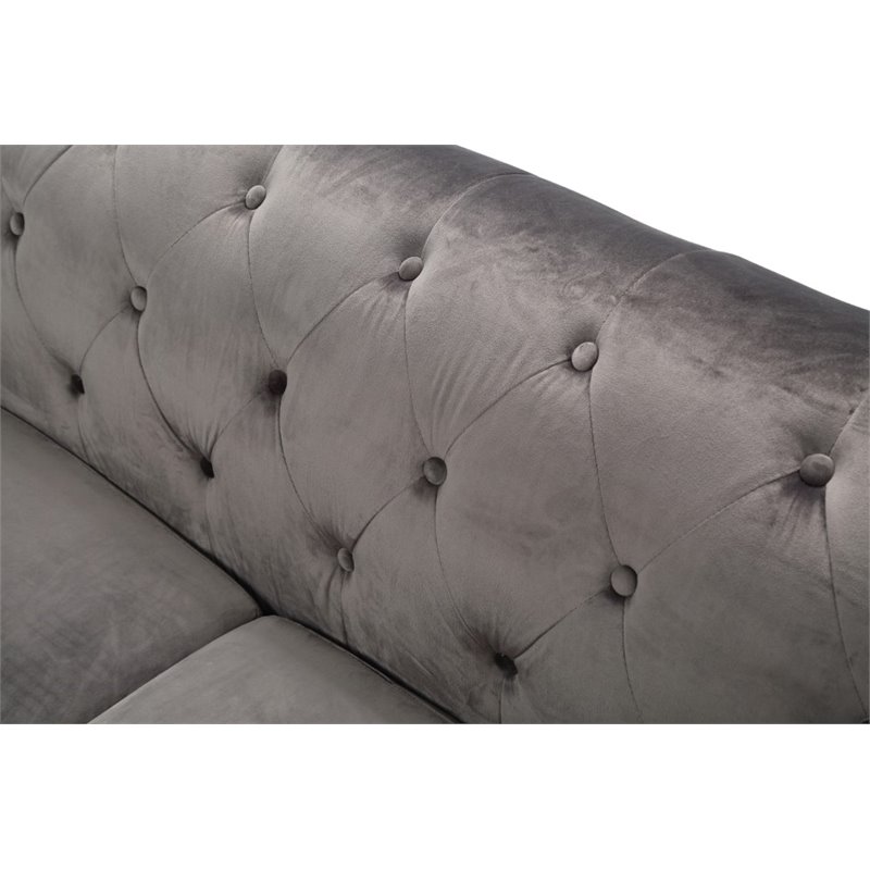 Home Square 2-Piece Set with Velvet Sofa and Chair in Dark Gray
