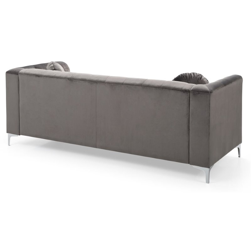 Home Square 2-Piece Set with Velvet Sofa and Chair in Dark Gray