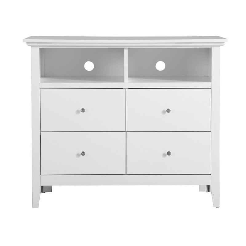 Home Square 2-Piece Set with 4-Drawer TV Stand & 3-Drawer Nightstand in White