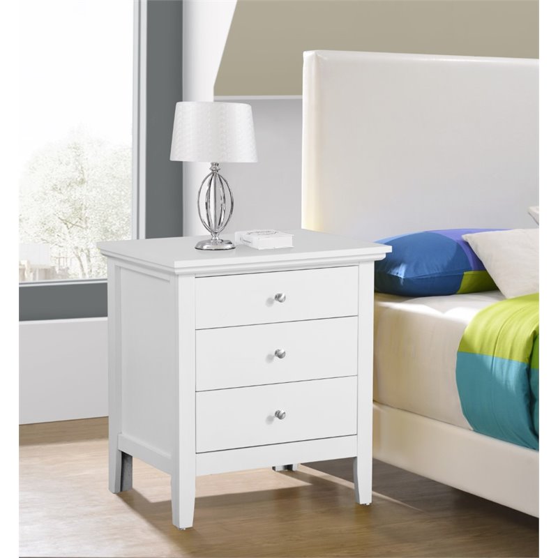 Home Square 2-Piece Set with 4-Drawer TV Stand & 3-Drawer Nightstand in White