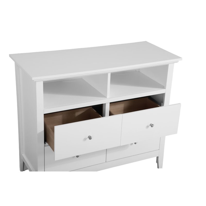 Home Square 2-Piece Set with 4-Drawer TV Stand and Mirror in White