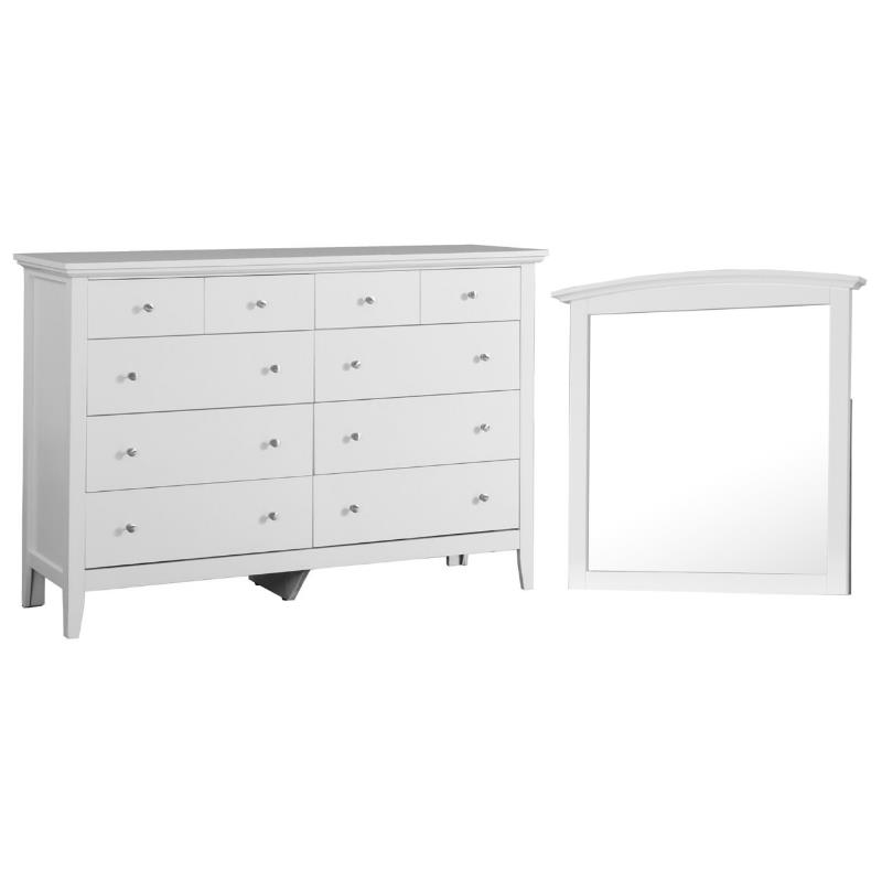 Home Square 2-Piece Set with 8-Drawer Dresser and Mirror in White