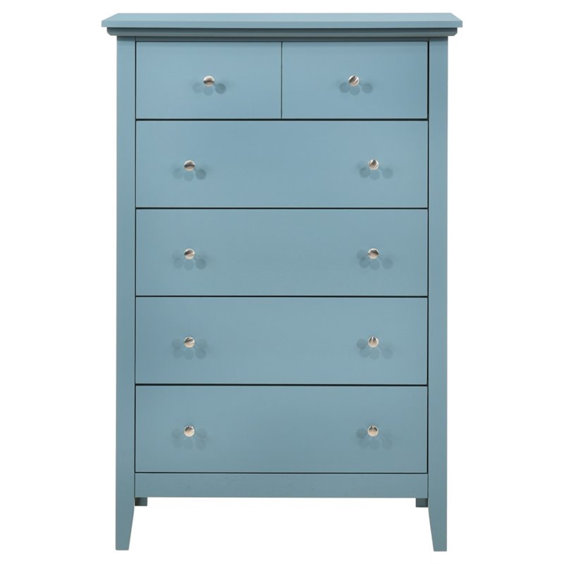 Home Square 2-Piece Set with 5-Drawer Chest and 3-Drawer Nightstand in Teal