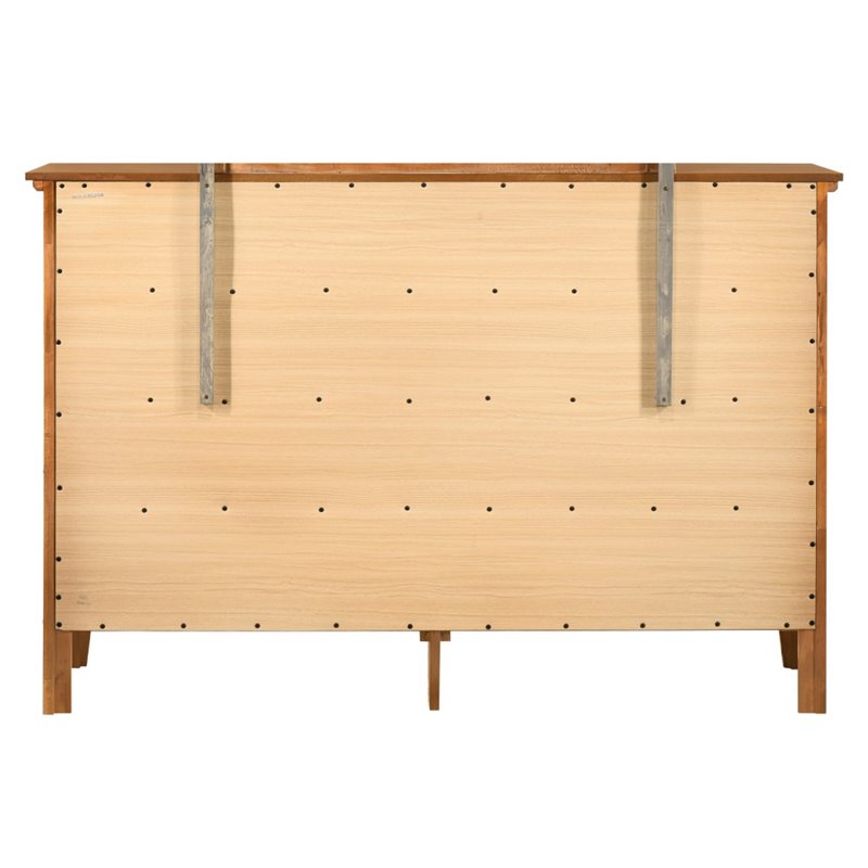Home Square 3-Piece Set with 3-Drawer Nightstand Mirror 8-Drawer Dresser in Oak