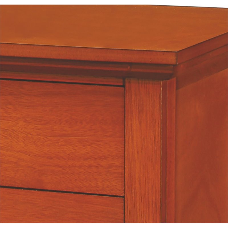 Home Square 3-Piece Set with 3-Drawer Nightstand Mirror 5-Drawer Chest in Oak