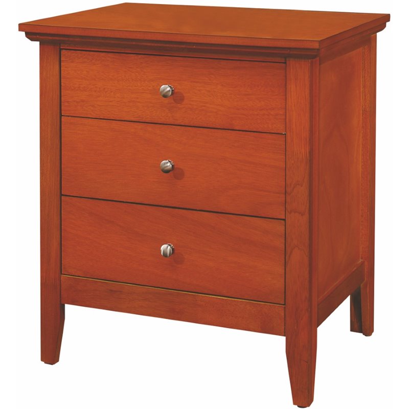 Home Square 3-Piece Set with 3-Drawer Nightstand Mirror 5-Drawer Chest in Oak
