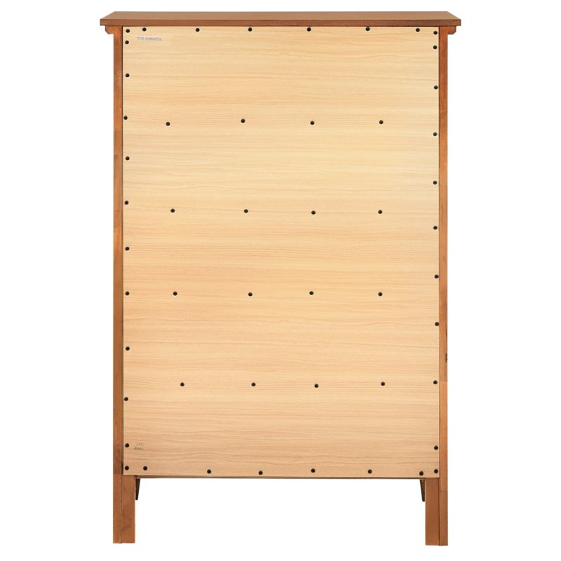 Home Square 3-Piece Set with 3-Drawer Nightstand Mirror 5-Drawer Chest in Oak
