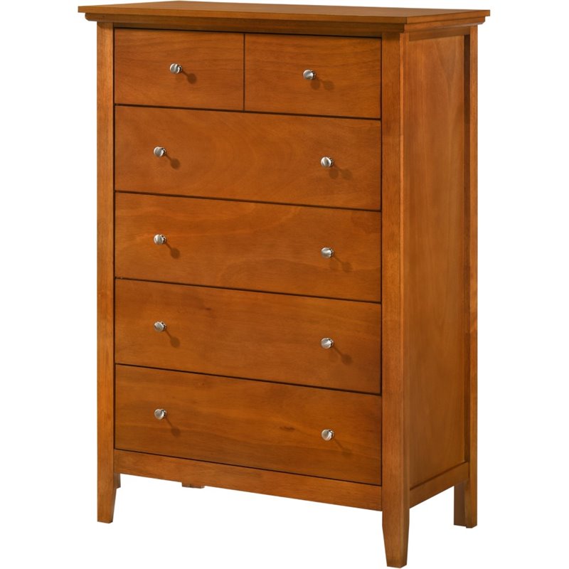 Home Square 2-Piece Set with 3-Drawer Nightstand & 5-Drawer Chest in Oak
