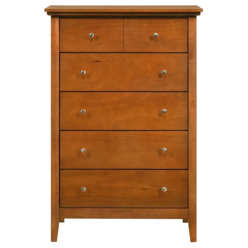 Home Square 2-Piece Set with 3-Drawer Nightstand & 5-Drawer Chest in Oak