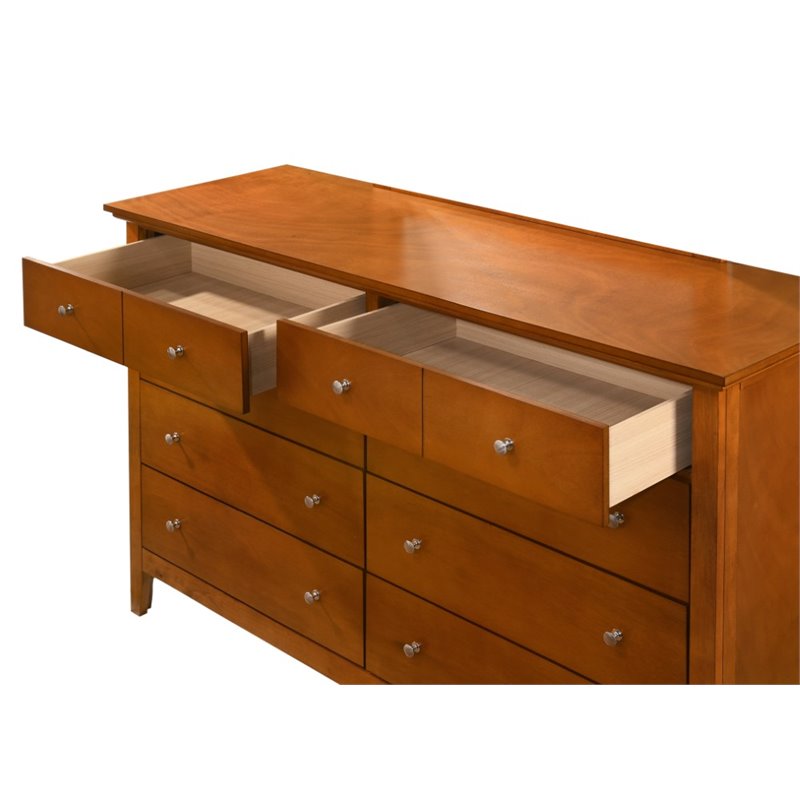 Home Square 2-Piece Set with Mirror and 8-Drawer Dresser in Oak