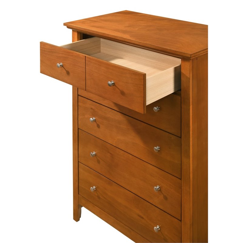 Home Square 2-Piece Set with Mirror and 5-Drawer Chest in Oak