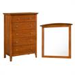 Home Square 2-Piece Set with Mirror and 5-Drawer Chest in Oak