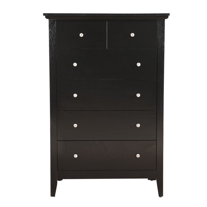Home Square 2-Piece Set with 5-Drawer Chest and 3-Drawer Nightstand in Black