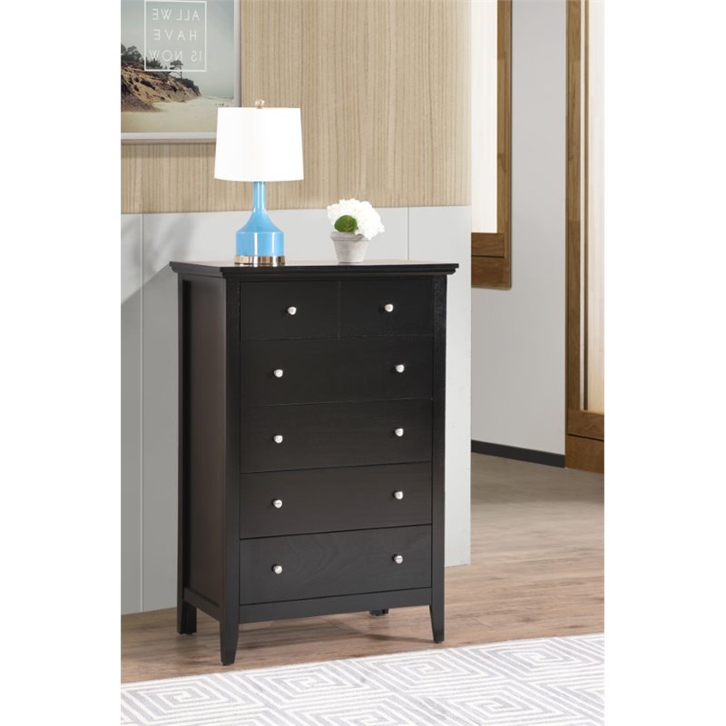 Home Square 2-Piece Set with 5-Drawer Chest and 3-Drawer Nightstand in Black