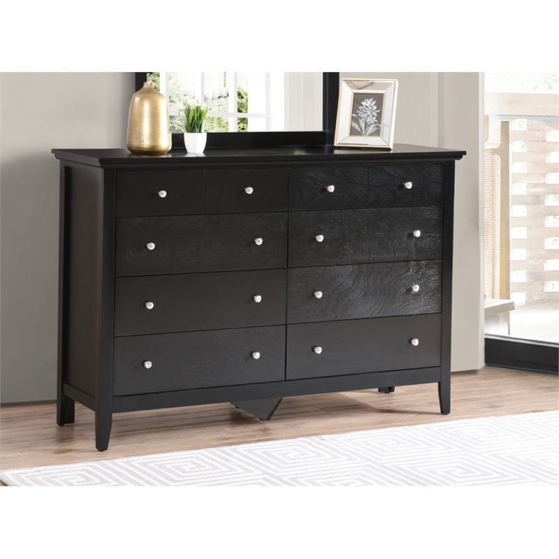 Home Square 2-Piece Set with Full Panel Bed and 8-Drawer Dresser in Black