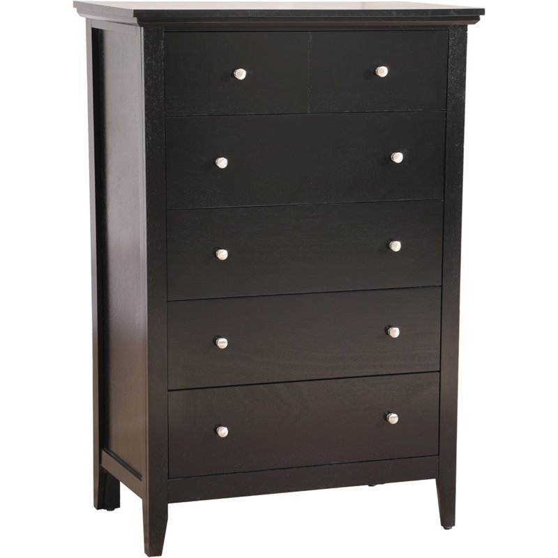 Home Square 2-Piece Set with Full Panel Bed and 5-Drawer Chest in Black
