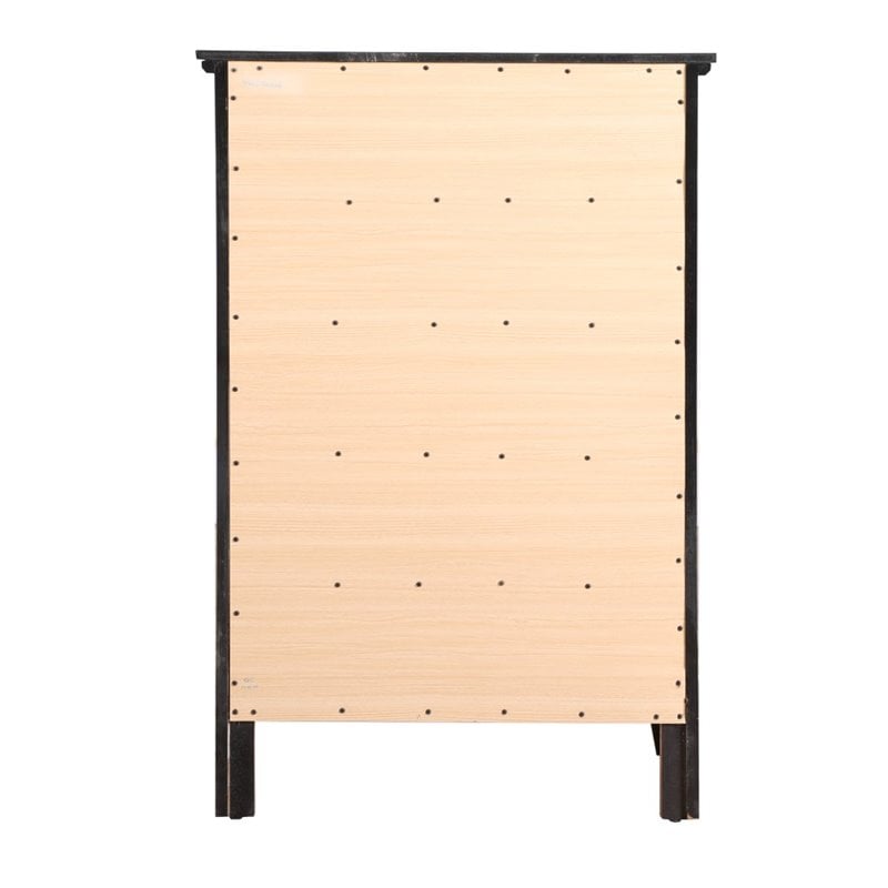 Home Square 2-Piece Set with Full Panel Bed and 5-Drawer Chest in Black