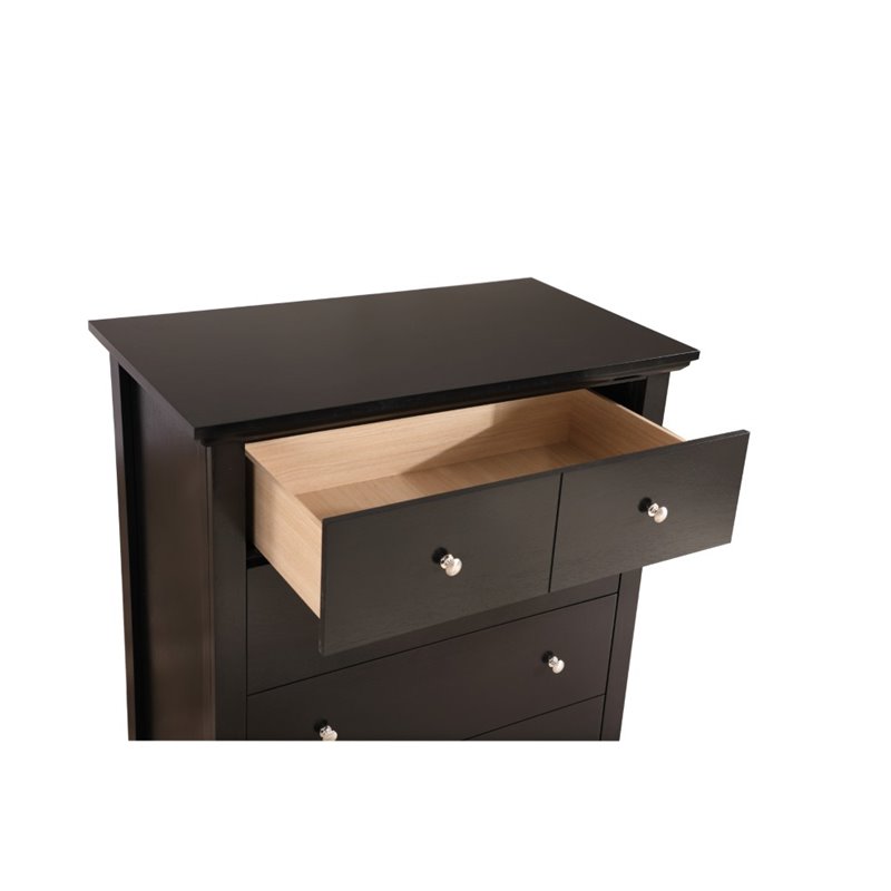Home Square 2-Piece Set with Full Panel Bed and 5-Drawer Chest in Black
