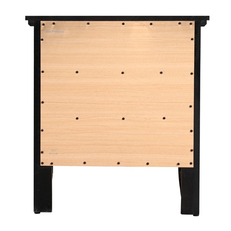 Home Square 2-Piece Set with Full Panel Bed and 3-Drawer Nightstand in Black