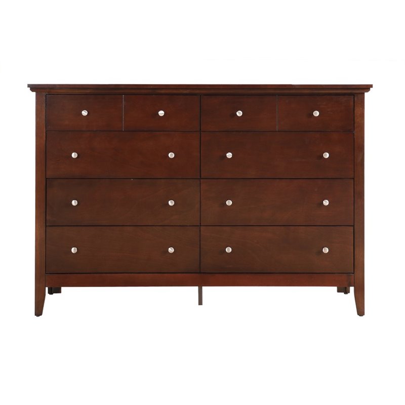 Home Square 2-Piece Set with 8-Drawer Dresser 3-Drawer Nightstand in Cappuccino