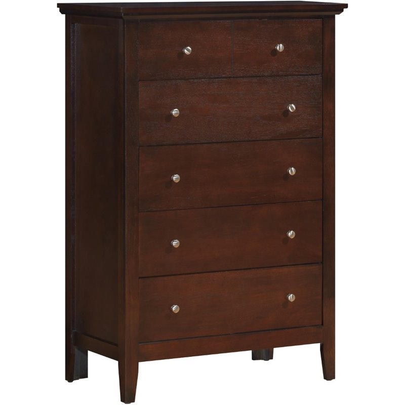 Home Square 2-Piece Set with 5-Drawer Chest 3-Drawer Nightstand in Cappuccino