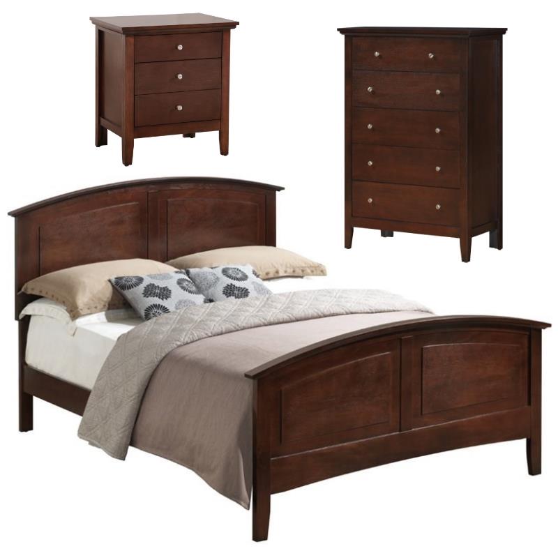 Home Square 3-Piece Set with Queen Bed 5-Drawer Chest & 3-Drawer Nightstand