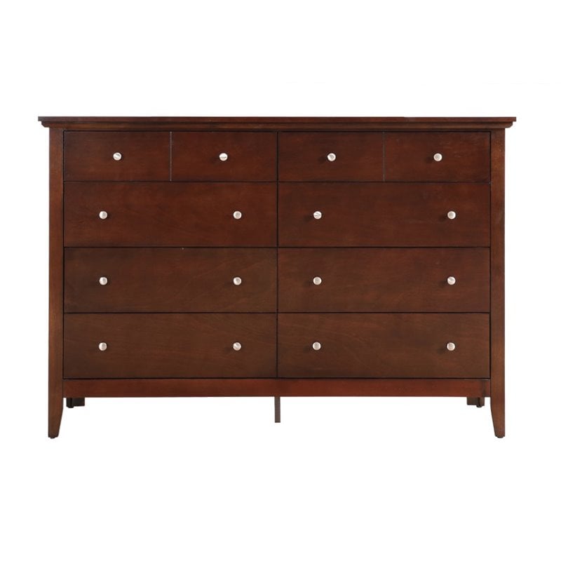 Home Square 2-Piece Set with Full Panel Bed & 8-Drawer Dresser in Cappuccino