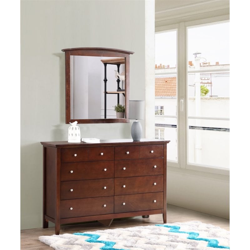 Home Square 2-Piece Set with Full Panel Bed & 8-Drawer Dresser in Cappuccino