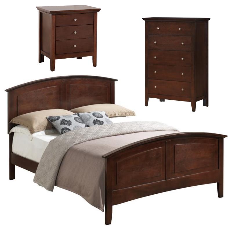 Home Square 3-Piece Set with Full Bed 5-Drawer Chest & 3-Drawer Nightstand