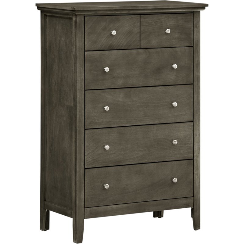 Home Square 2-Piece Set with 5-Drawer Chest and 3-Drawer Nightstand in Gray