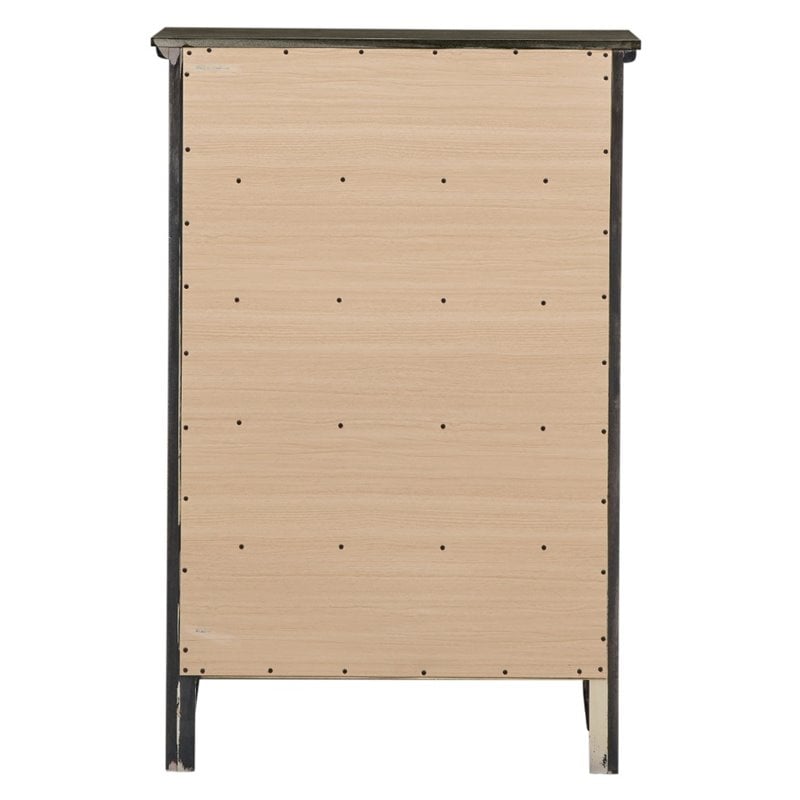 Home Square 2-Piece Set with Twin Panel Bed and 5-Drawer Chest in Gray