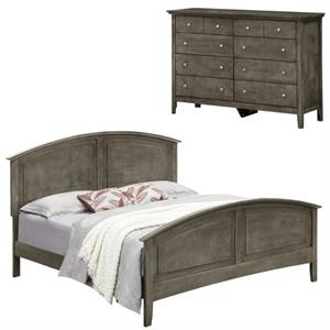 Home Square 2-Piece Set with Queen Panel Bed and 8-Drawer Dresser in Gray
