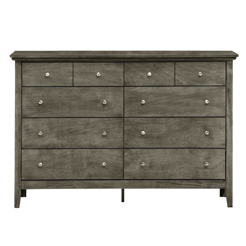 Home Square 2-Piece Set with King Panel Bed and 8-Drawer Dresser in Gray