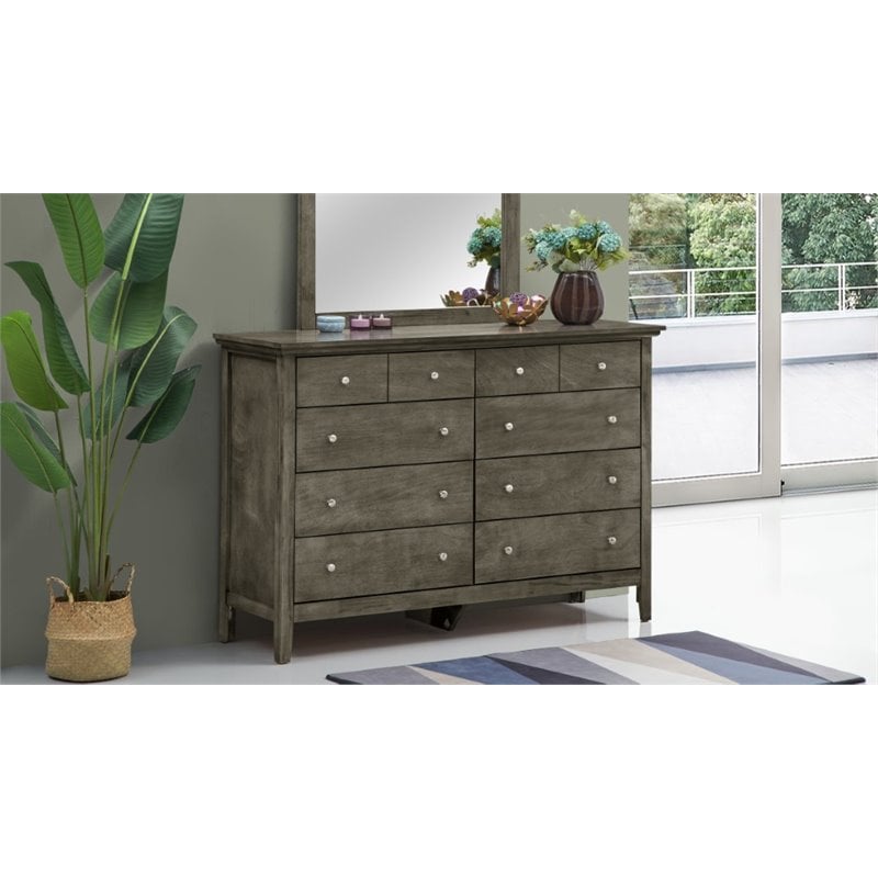 Home Square 2-Piece Set with King Panel Bed and 8-Drawer Dresser in Gray