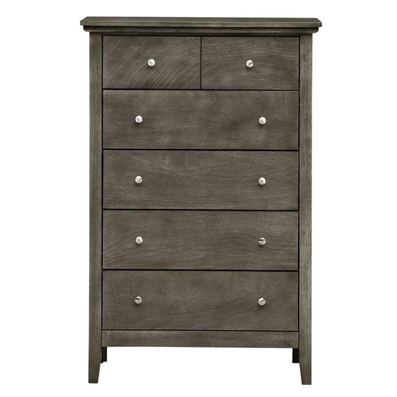 Home Square 2-Piece Set with Full Panel Bed and 5-Drawer Chest in Gray