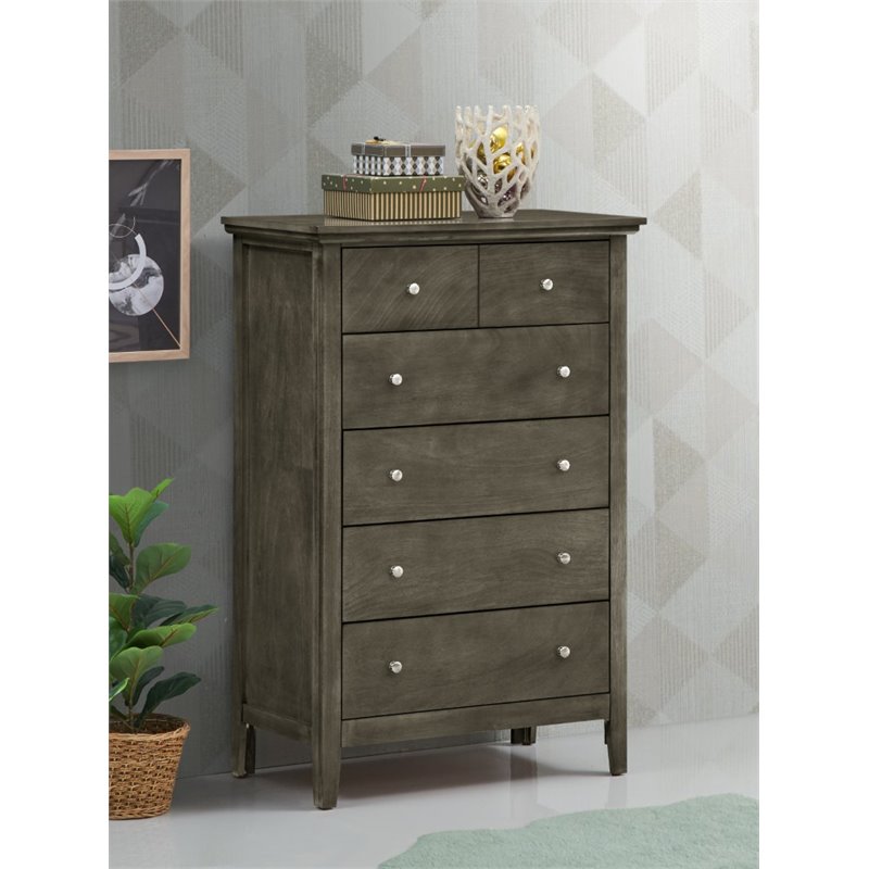 Home Square 2-Piece Set with Full Panel Bed and 5-Drawer Chest in Gray