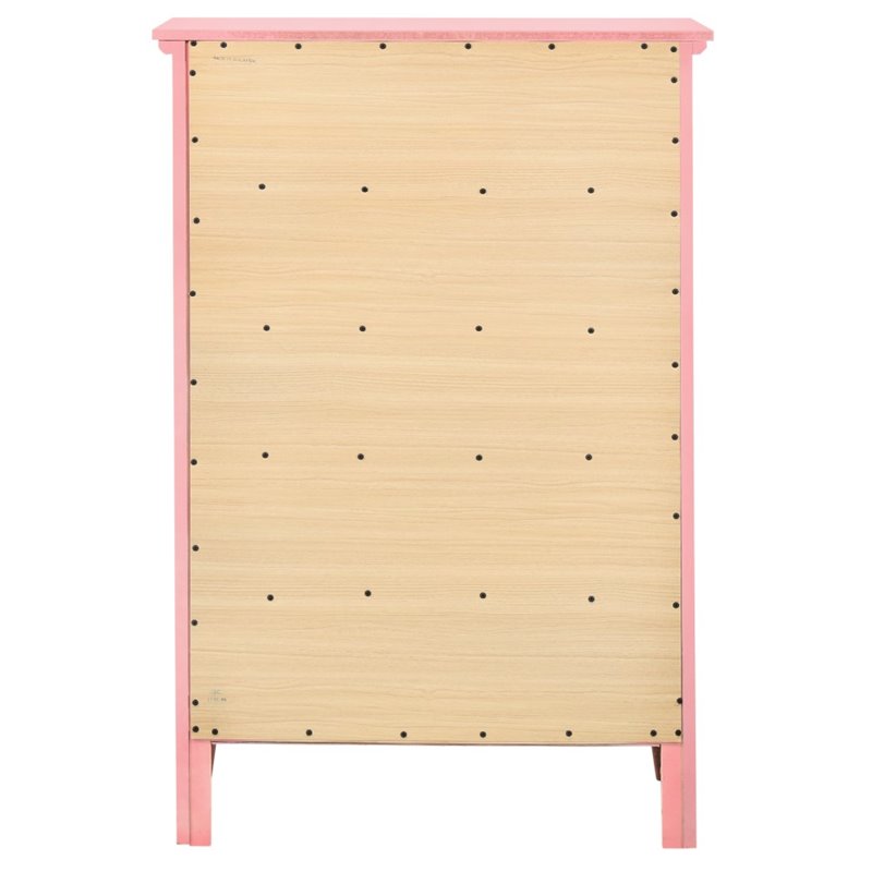 Home Square 2-Piece Set with 5-Drawer Chest and 3-Drawer Nightstand in Pink