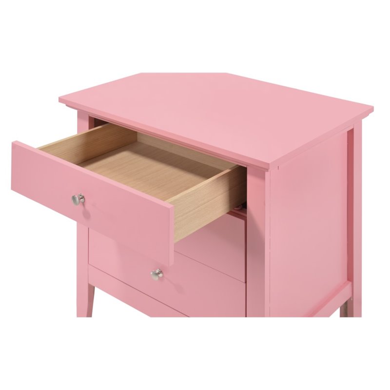 Home Square 2-Piece Set with 5-Drawer Chest and 3-Drawer Nightstand in Pink