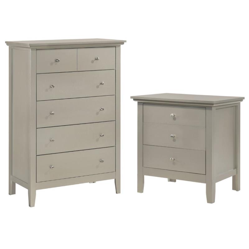 Home Square 2-Piece Set with 5-Drawer Chest & 3-Drawer Nightstand in Champagne