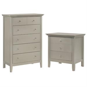 Home Square 2-Piece Set with 5-Drawer Chest & 3-Drawer Nightstand in Champagne
