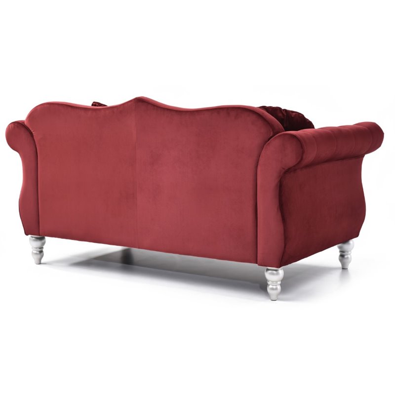 Home Square 2-Piece Furniture Set with Sofa and Loveseat in Burgundy