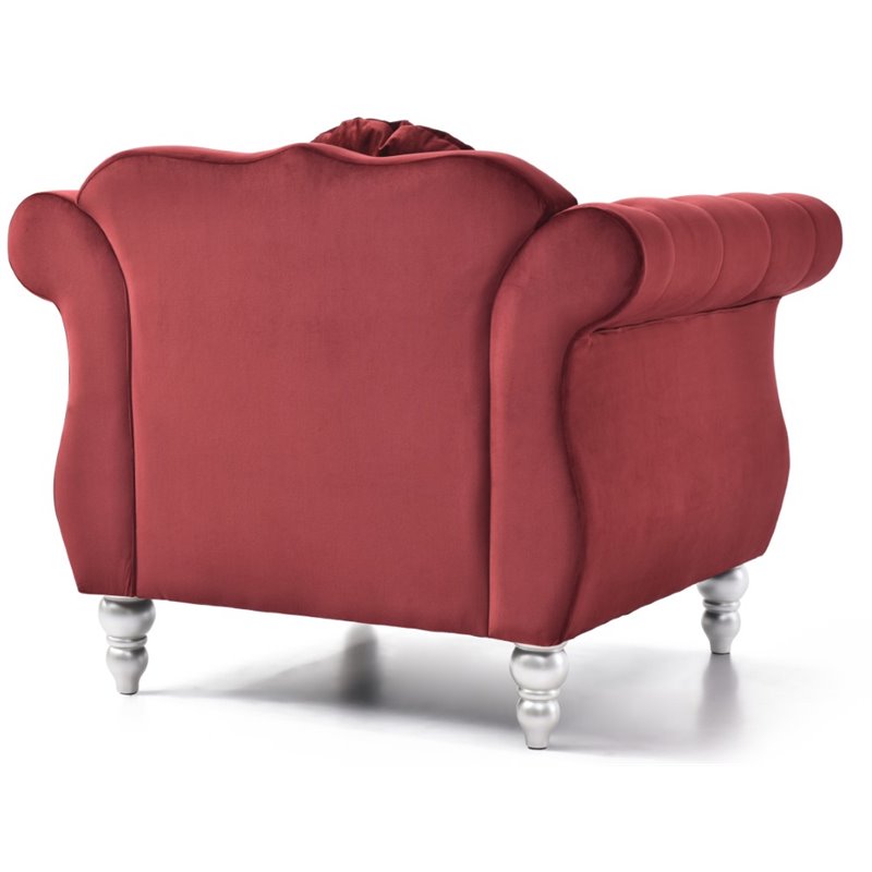 Home Square 2-Piece Furniture Set with Sofa and Chair in Burgundy