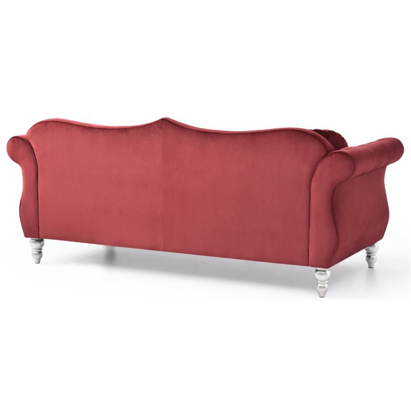 Home Square 2-Piece Furniture Set with Sofa and Chair in Burgundy