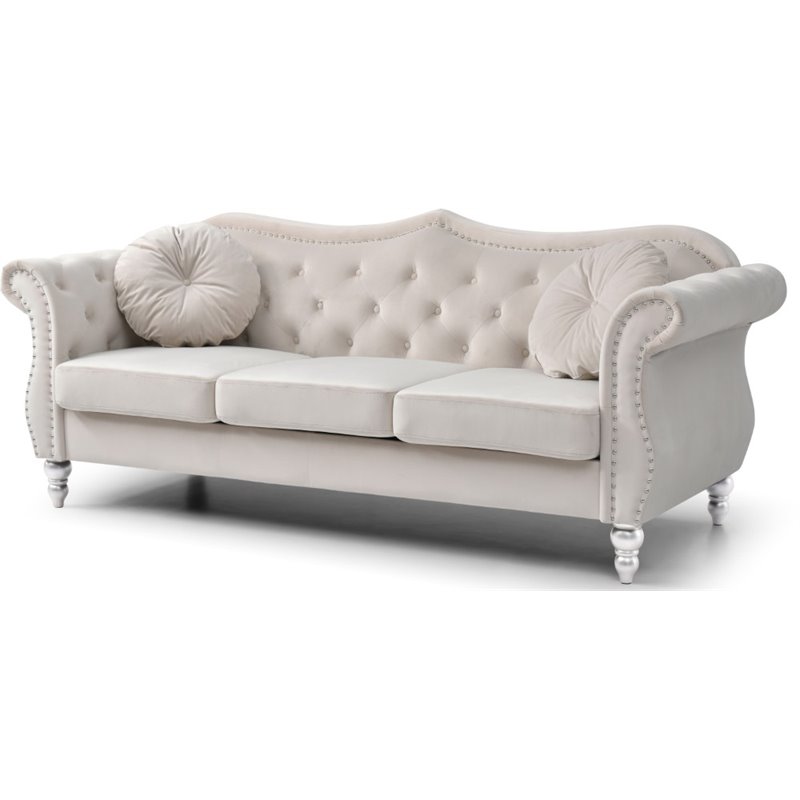 Home Square 2-Piece Furniture Set with Sofa and Chair in Ivory