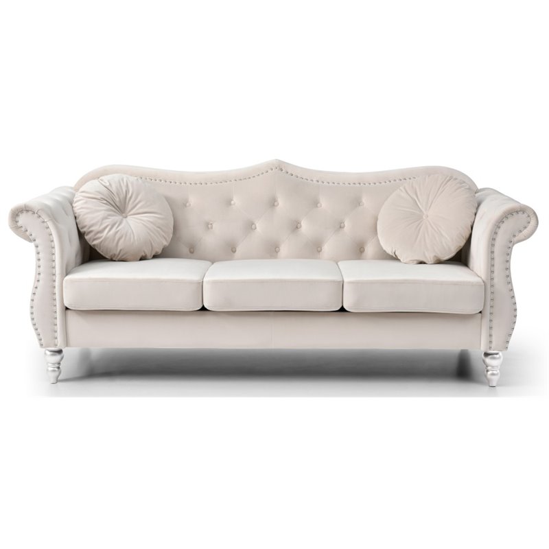 Home Square 2-Piece Furniture Set with Sofa and Chair in Ivory