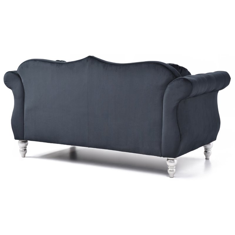 Home Square 2-Piece Furniture Set with Sofa Chaise and Loveseat in Black
