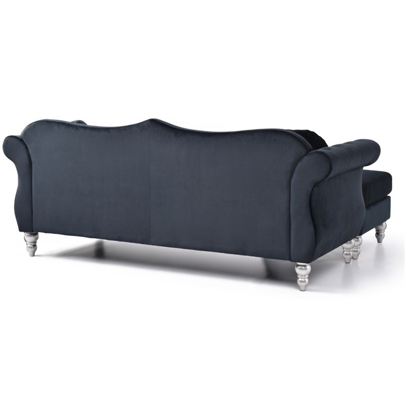 Home Square 2-Piece Furniture Set with Sofa Chaise and Loveseat in Black