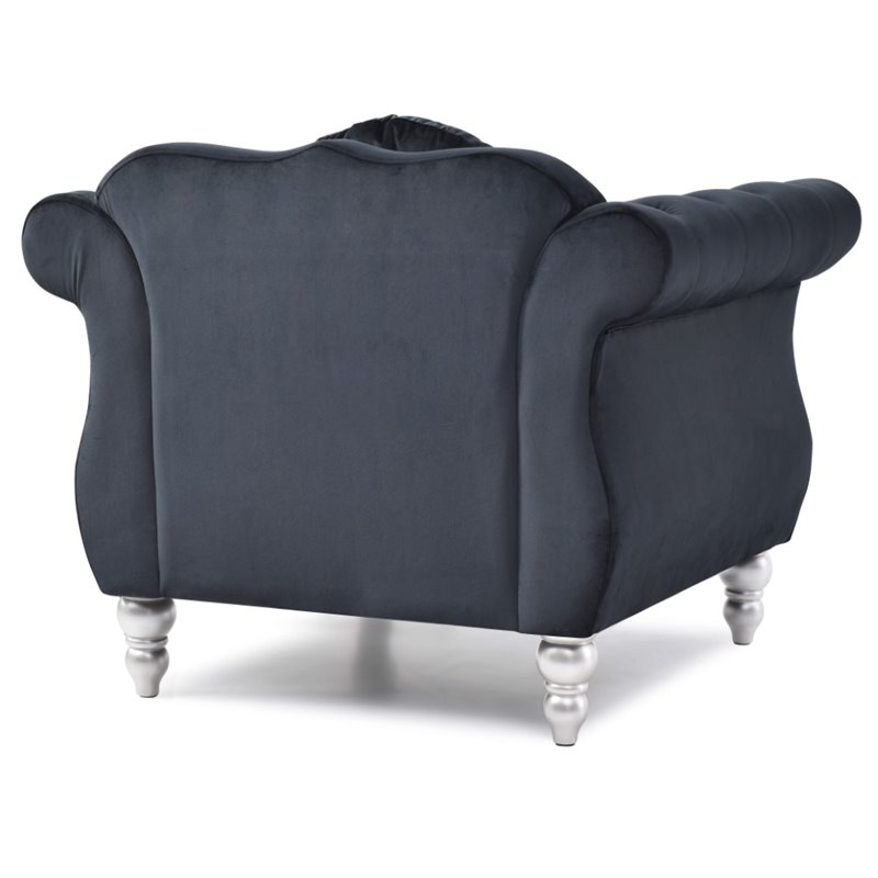 Home Square 2-Piece Furniture Set with Sofa Chaise and Chair in Black