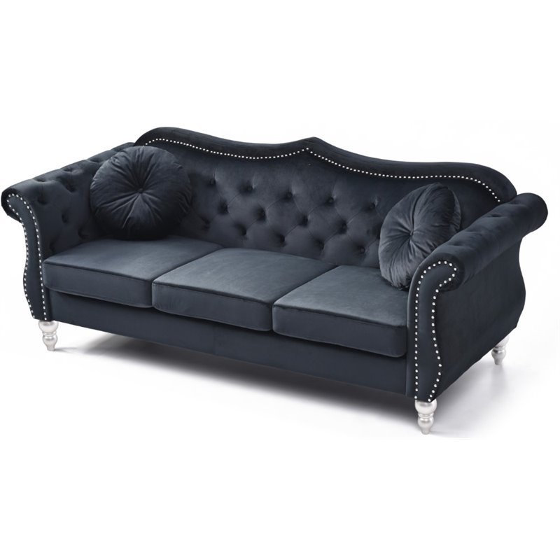 Home Square 2-Piece Furniture Set with Sofa and Loveseat in Black