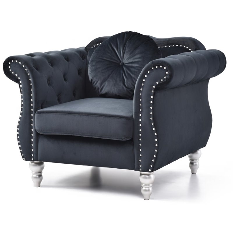 Home Square 2-Piece Furniture Set with Sofa and Chair in Black